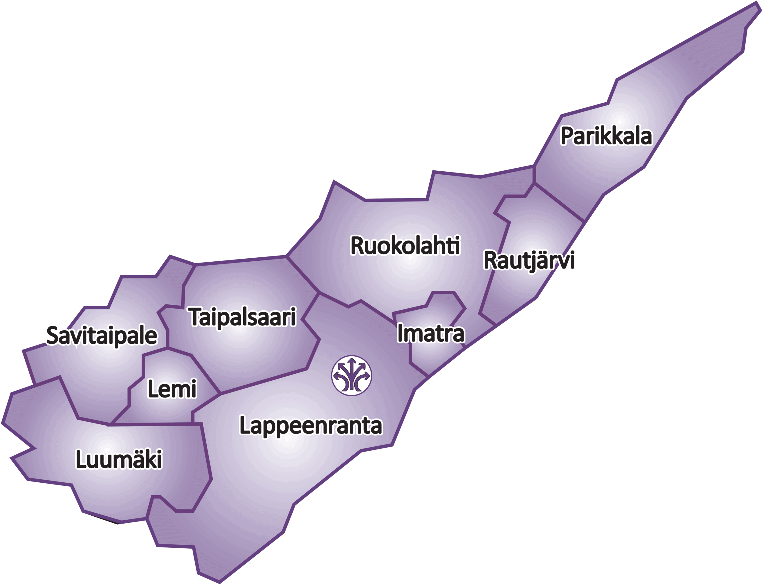 Etelä-Karjalan maakunnan kartta