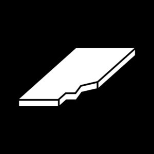 Kipsilevy, ikoni, levy josta pala murtunut