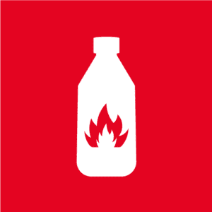 Liuotin ikoni, palavaa nestettä pullossa