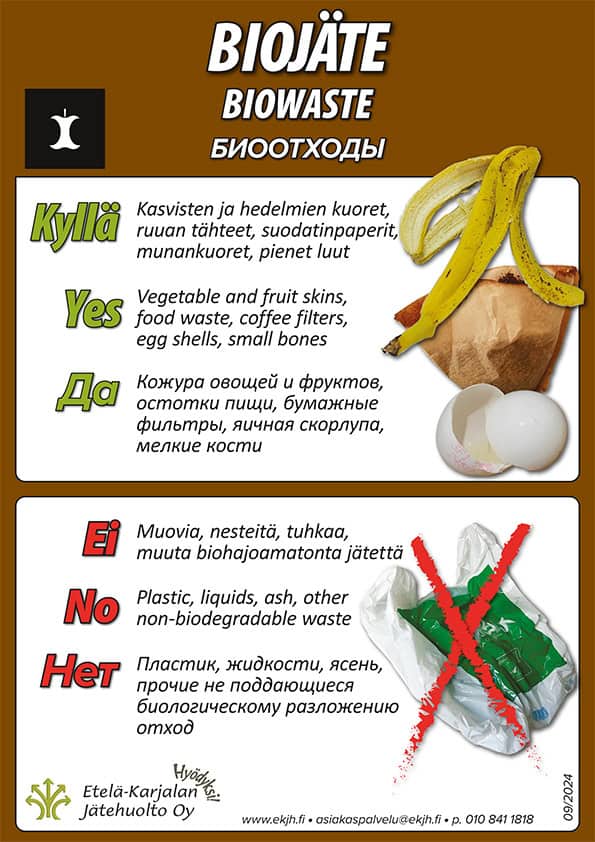 Kuva biojätteen lajittelukyltistä