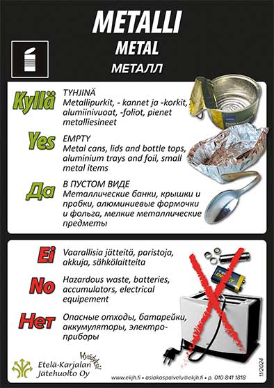 Kuva metallin lajitteluohjeista