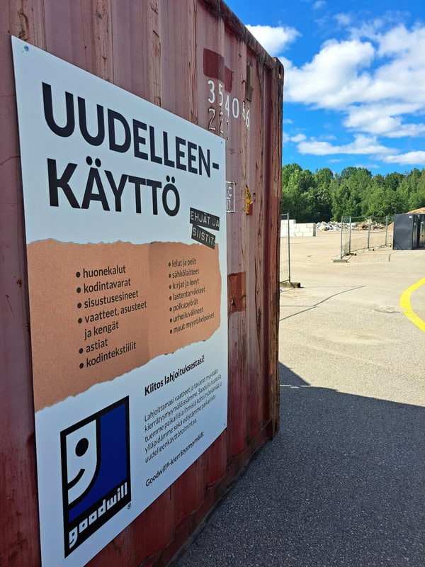 Goodwillin vastaanottokontin kyltti