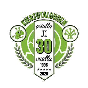 Etualalla koivunrunkoa, taaempana näkyy koivuja nurmikentällä, taustalta pilkottaa sininen taivas.