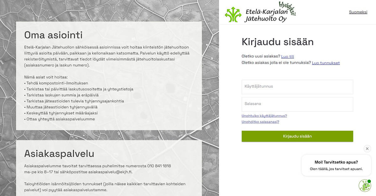 Kuva asiointipalvelusta